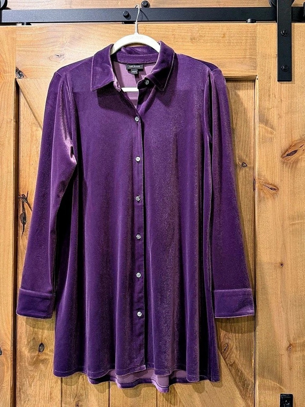 J Jill Long Sleeve Button Down Tunic Top In Purple Velvet Size S Like New